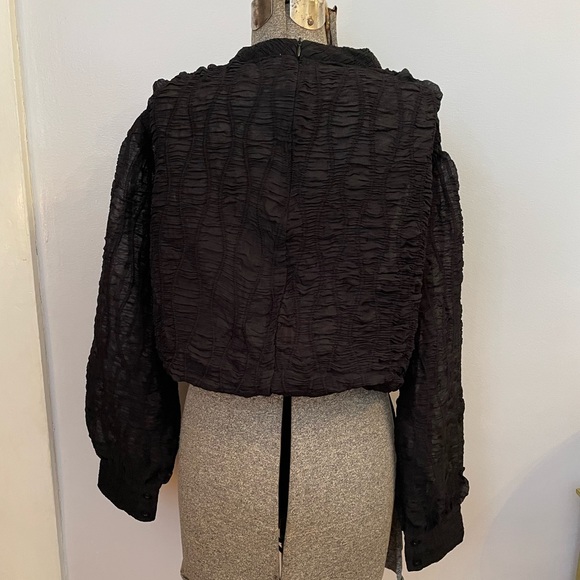 LaLavon Semi Shear Textured Ruched Elastic Waist  Feminine Blouse  Sz Medium - Picture 14 of 15